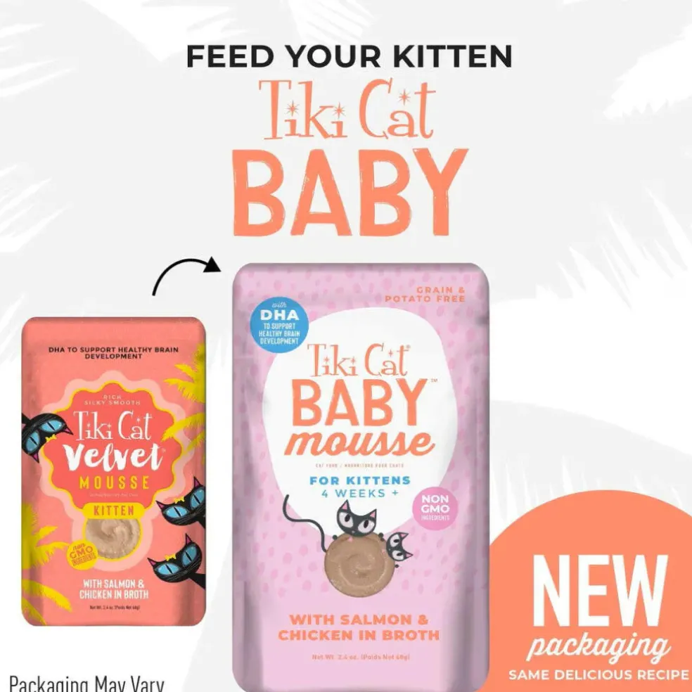 Tiki Cat Velvet Mousse Kitten Salmon Grain-Free Wet Food for Cats (2.4 oz x 12 pouches)