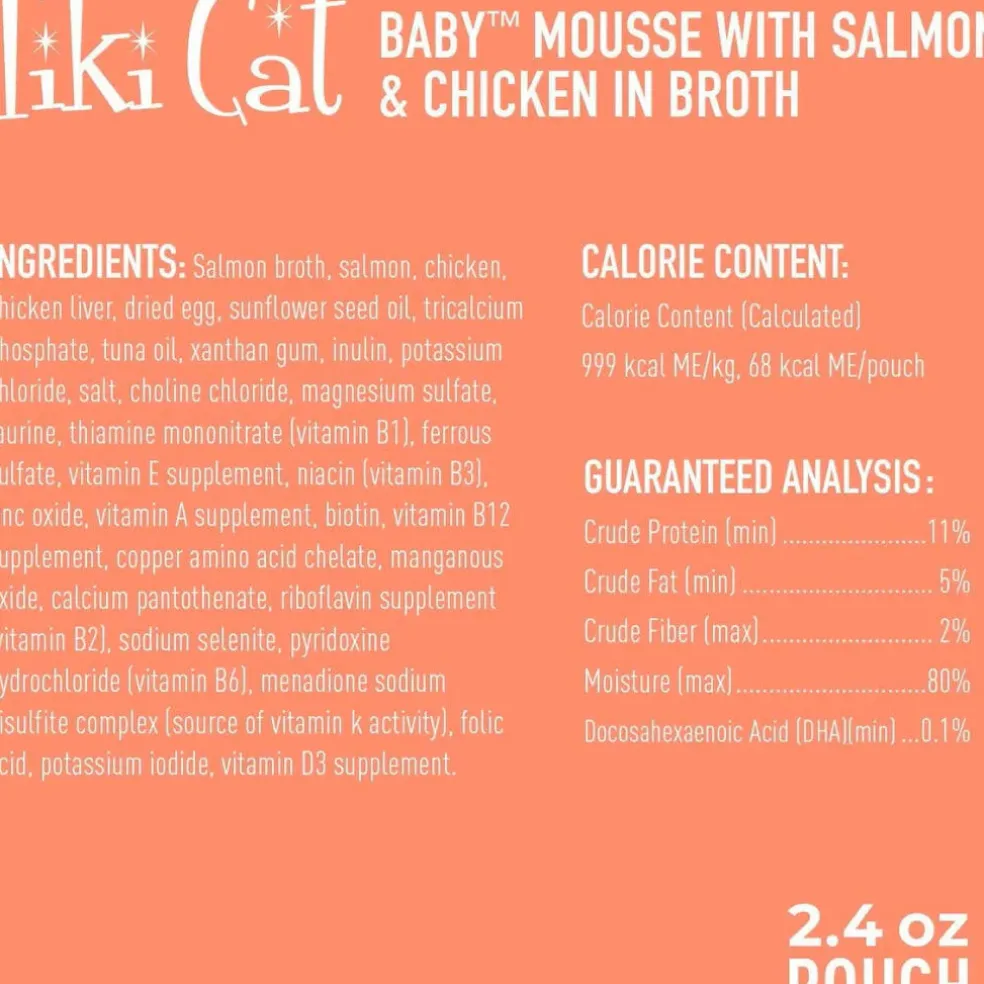 Tiki Cat Velvet Mousse Kitten Salmon Grain-Free Wet Food for Cats (2.4 oz x 12 pouches)