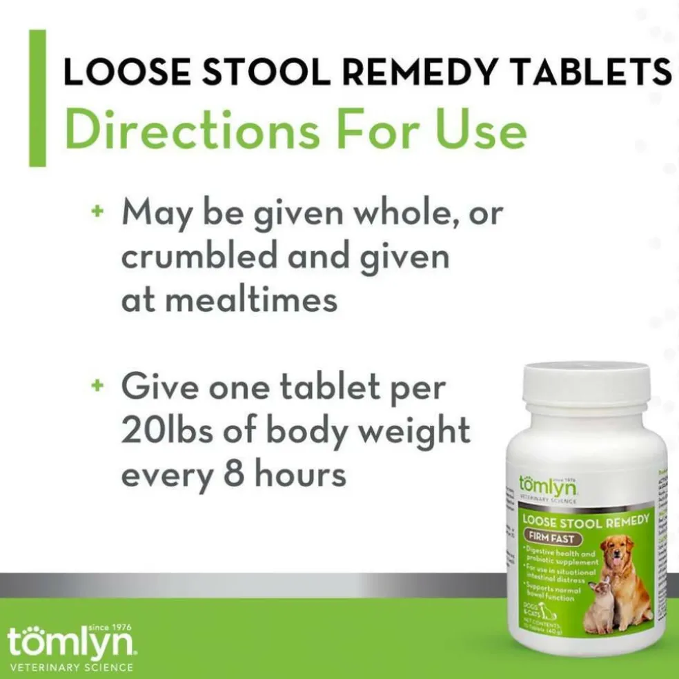 Tomlyn Firm Fast Loose Stool Remedy for Dogs & Cats (10 tablets)