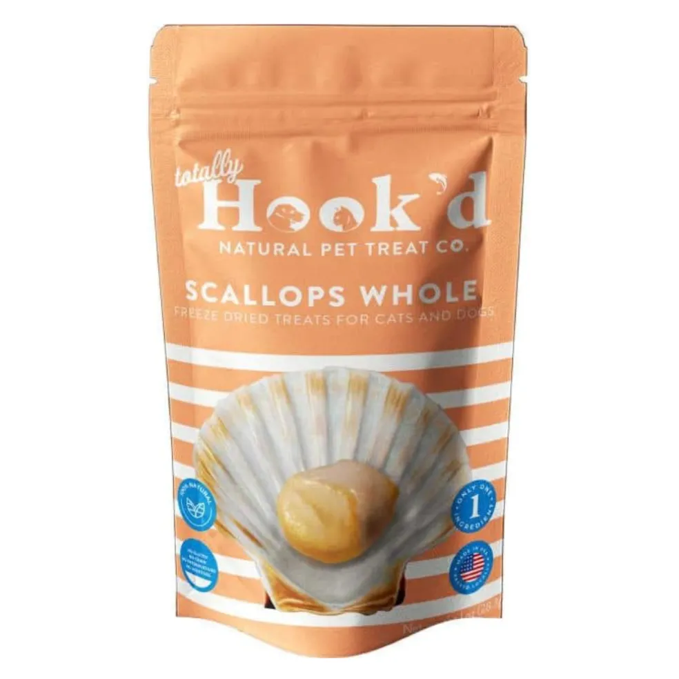Totally Hook'd Freeze-Dried Whole Scallops Dog & Cat Treats (1 oz)