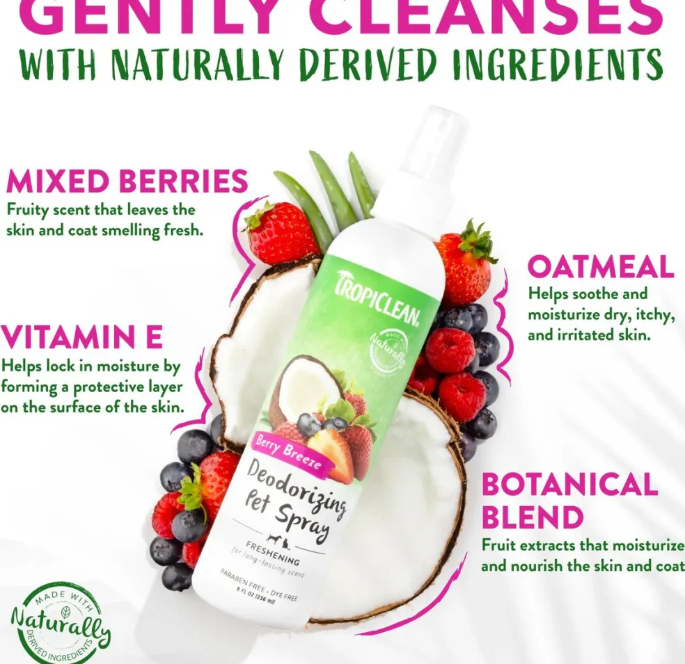 Tropiclean Berry Breeze Deodorizing Spray for Pets (8 oz)