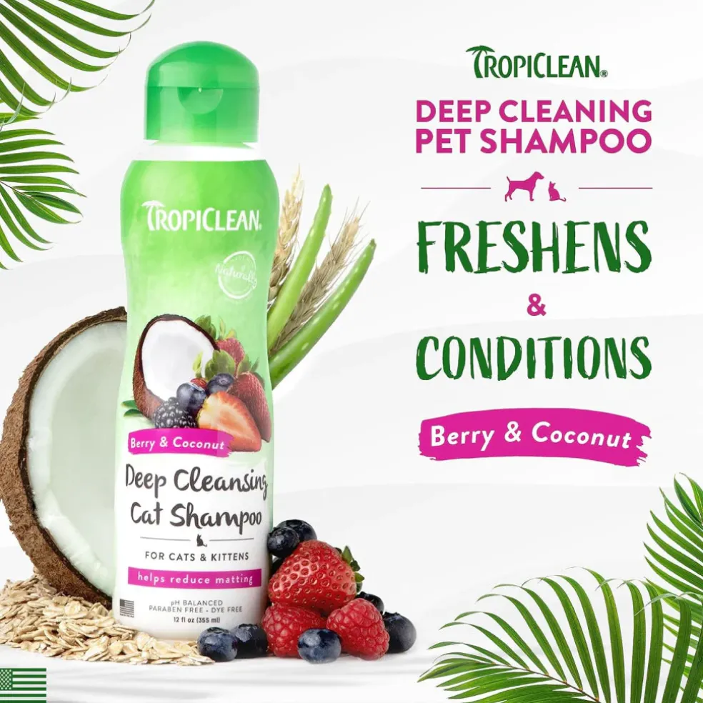 TropiClean Berry & Coconut Deep Cleansing Shampoo for Cats & Kittens (12oz)