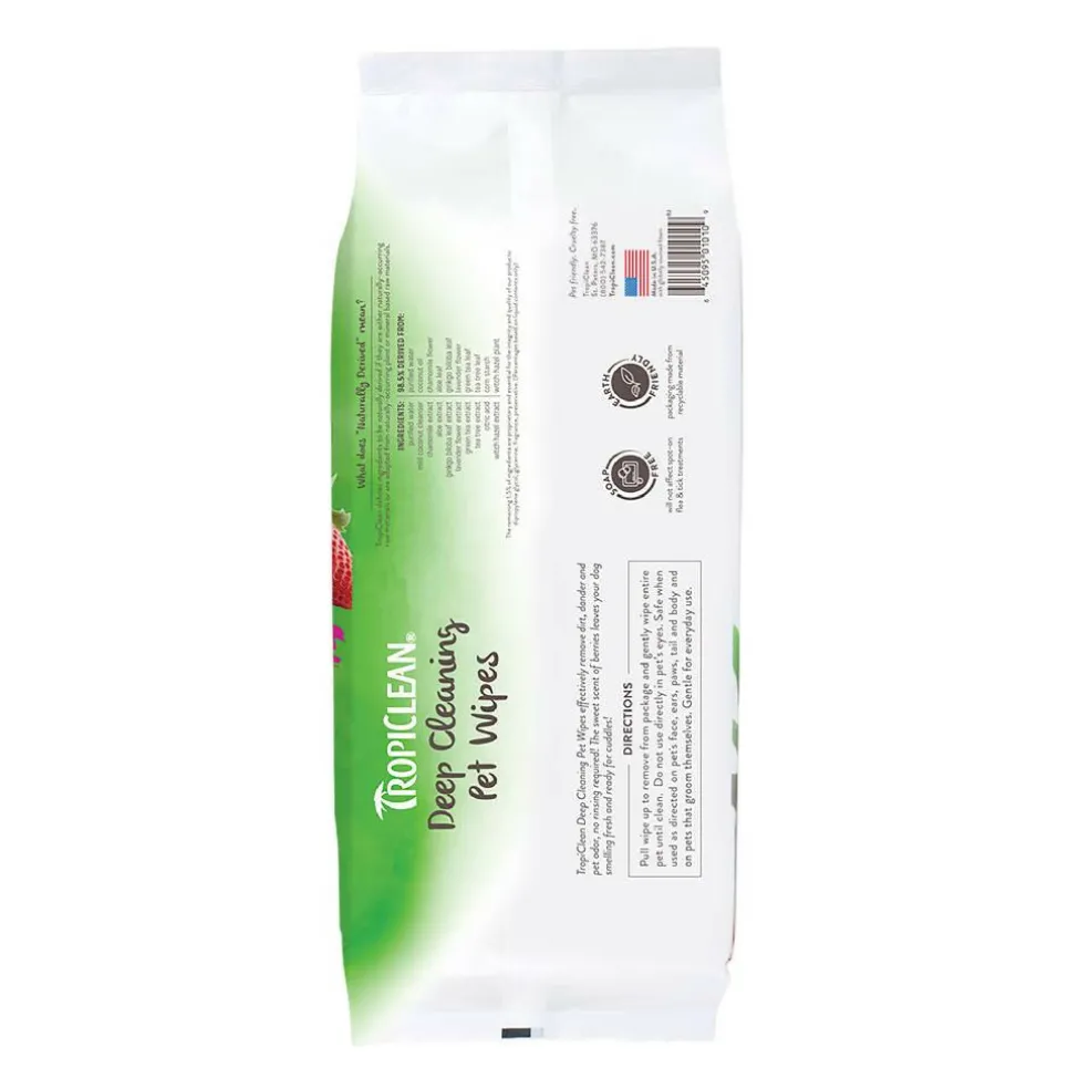 Tropiclean Deep Cleaning Berry & Coconut Deodorizing Pet Wipes (100 ct)