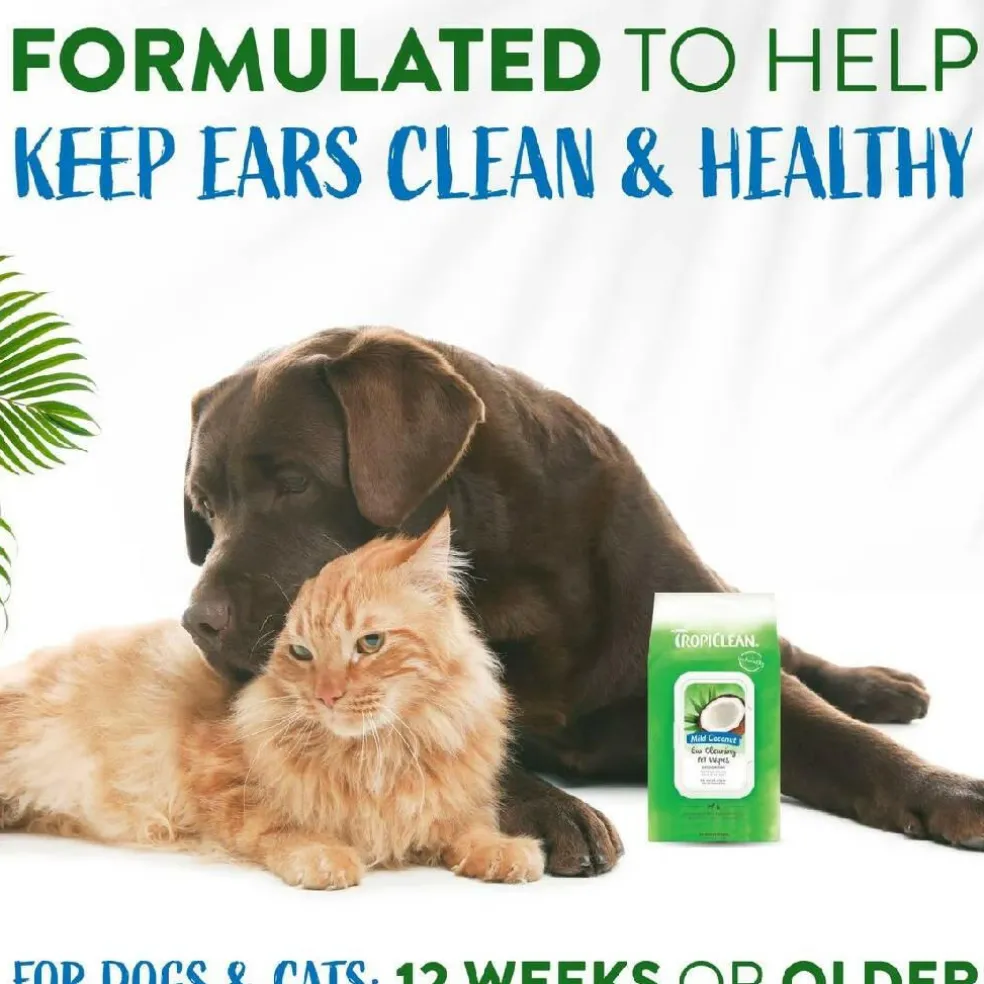 Tropiclean Ear Cleaning Wipes For Dogs & Cats (50 ct)