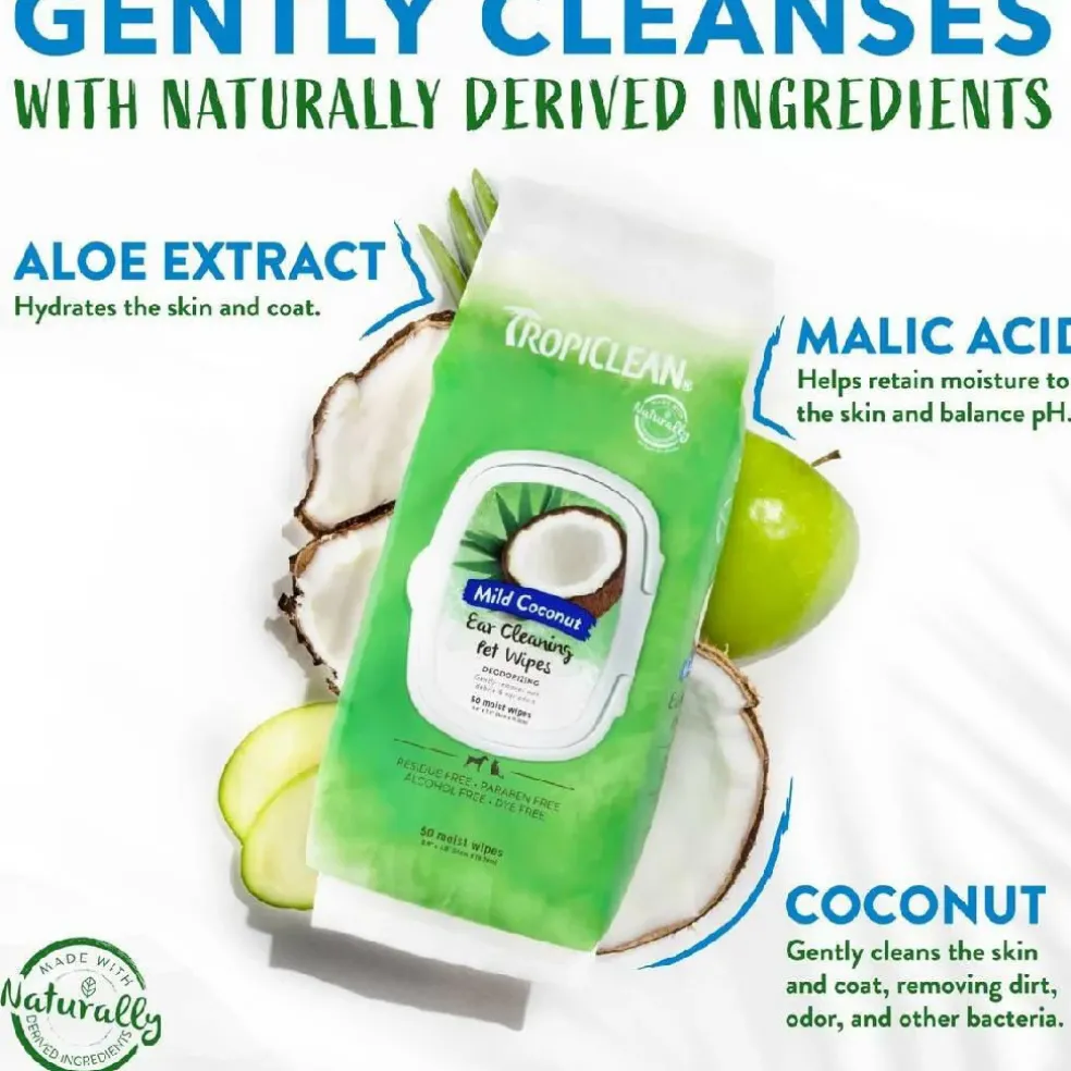 Tropiclean Ear Cleaning Wipes For Dogs & Cats (50 ct)