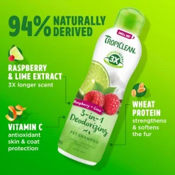TropiClean EnduraScent Raspberry Lime Deodorizing Shampoo for Dogs & Cats (20 oz)