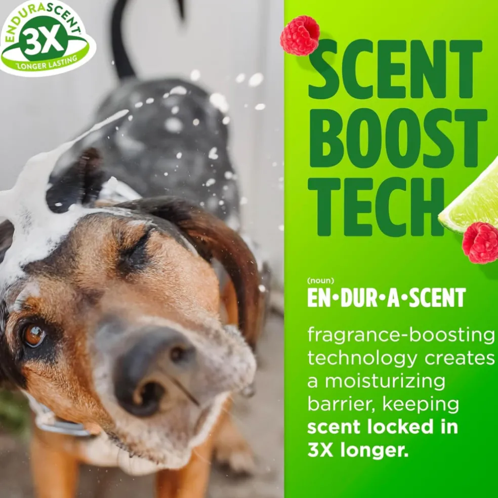 TropiClean EnduraScent Raspberry Lime Deodorizing Shampoo for Dogs & Cats (20 oz)