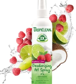 TropiClean EnduraScent Raspberry Lime Deodorizing Pet Spray For Dogs & Cats (8 oz)
