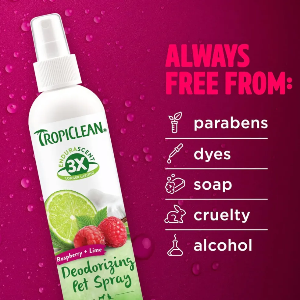 TropiClean EnduraScent Raspberry Lime Deodorizing Pet Spray For Dogs & Cats (8 oz)