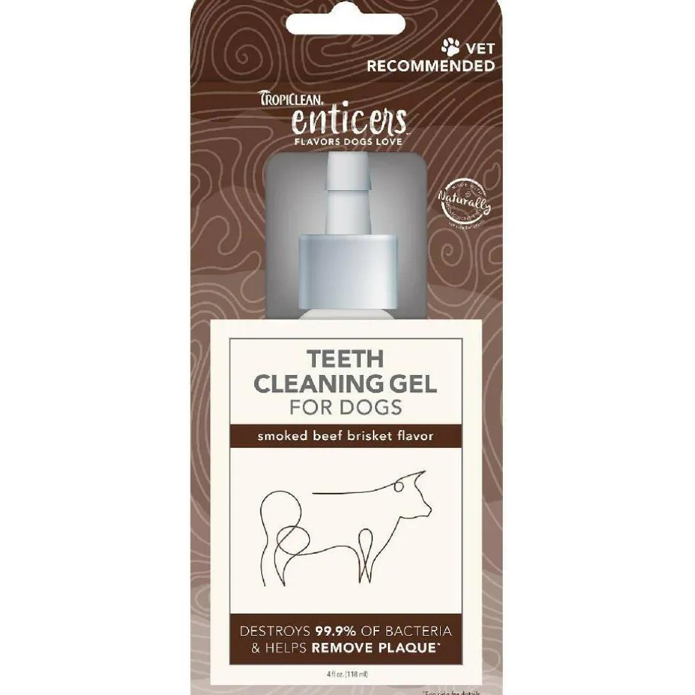 TropiClean Enticers Dental Cleaning Gel for Dogs Smoked Brisket Flavor