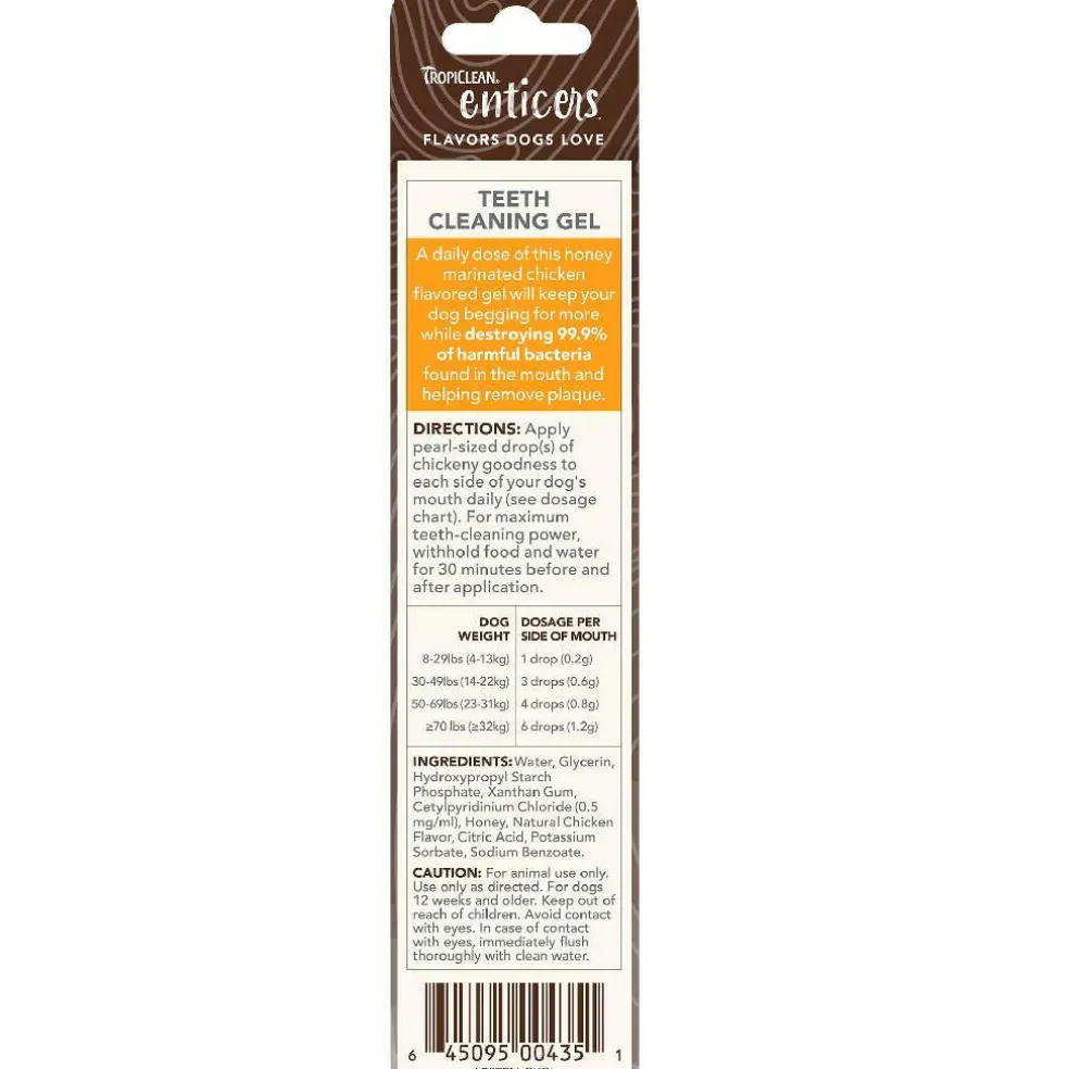 TropiClean Enticers Dental Cleaning Gel Honey Chicken Dog (2 oz)
