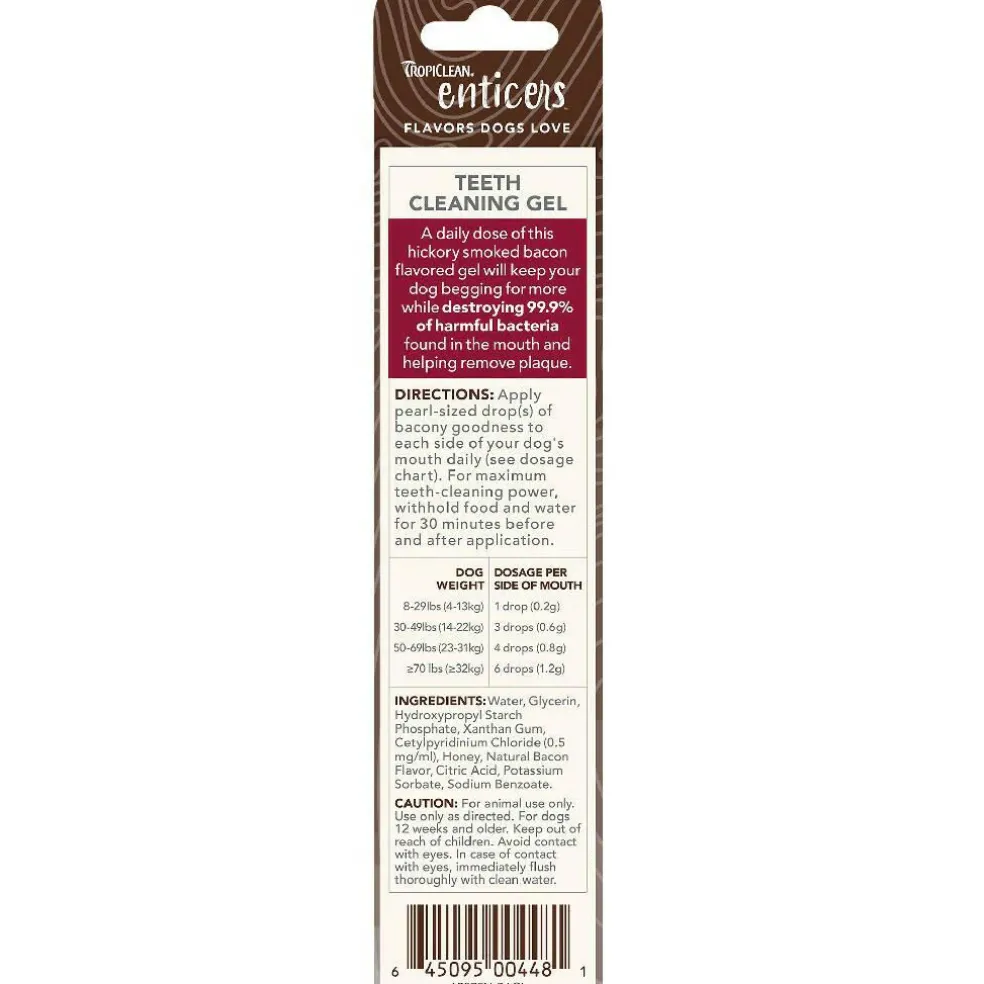TropiClean Enticers Dental Cleaning Gel Hickory Bacon Dog (2 oz)
