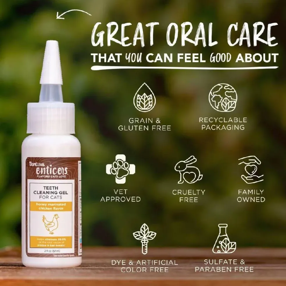 TropiClean Enticers Teeth Cleaning Honey Marinated Chicken Flavor for Cats (2oz)