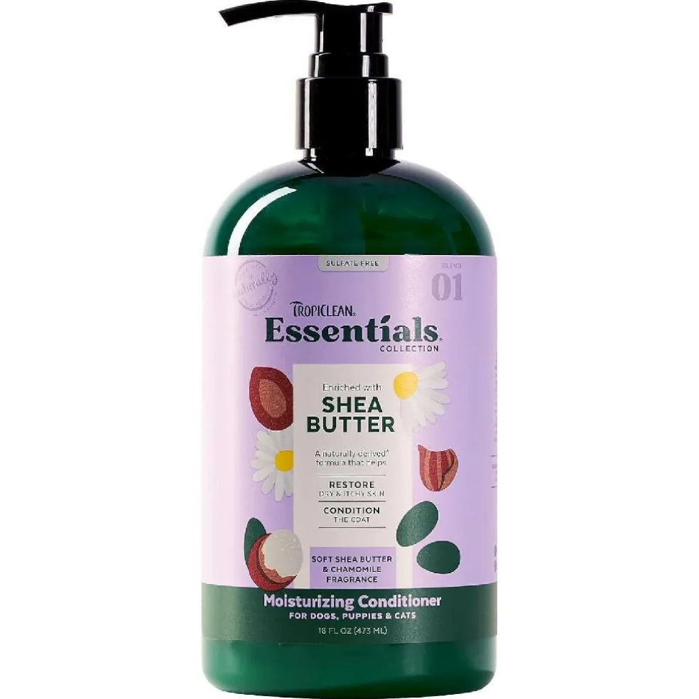 TropiClean Essentials Shea Butter Moisturizing Conditioner for Dogs, Puppies, and Cats (16 oz)