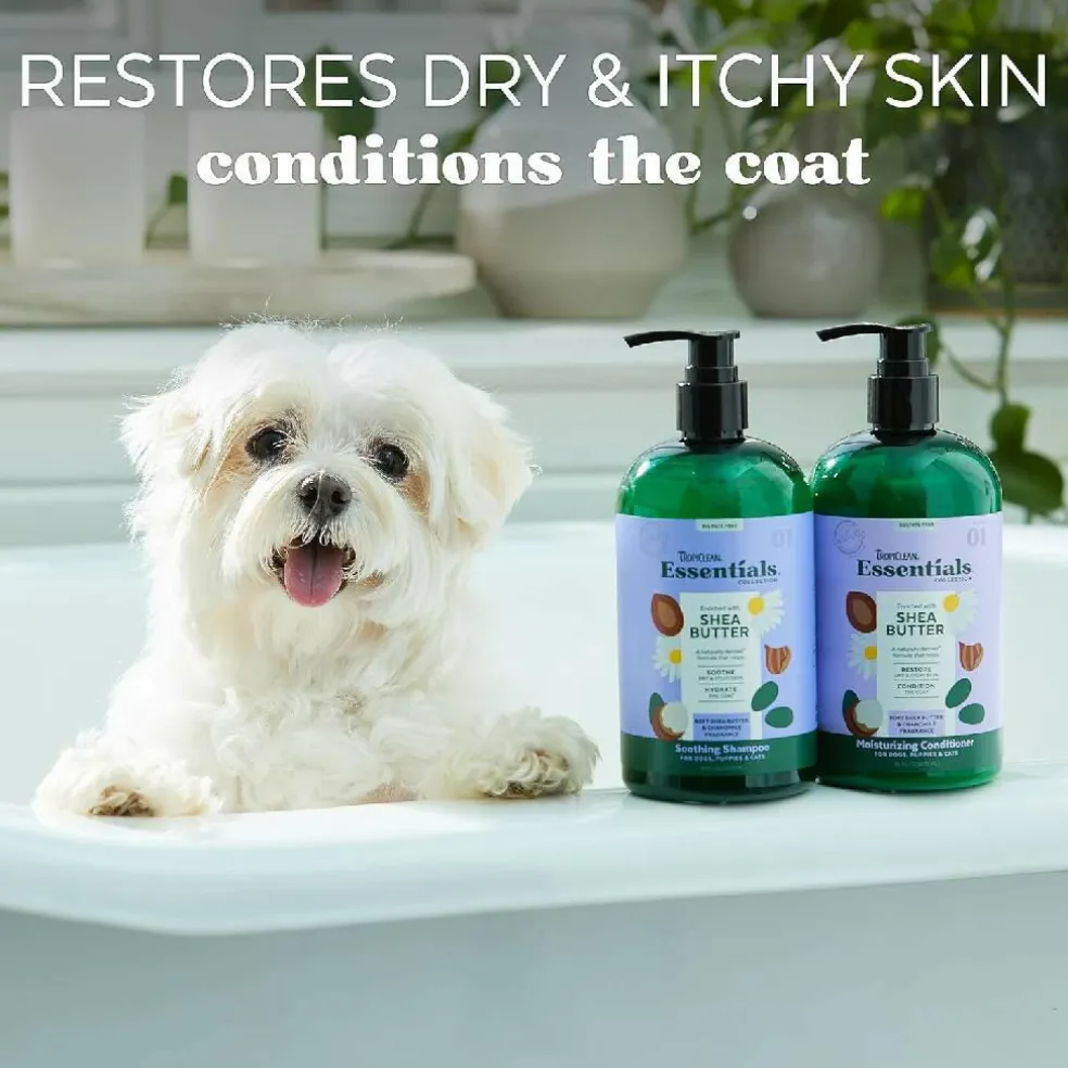 TropiClean Essentials Shea Butter Moisturizing Conditioner for Dogs, Puppies, and Cats (16 oz)