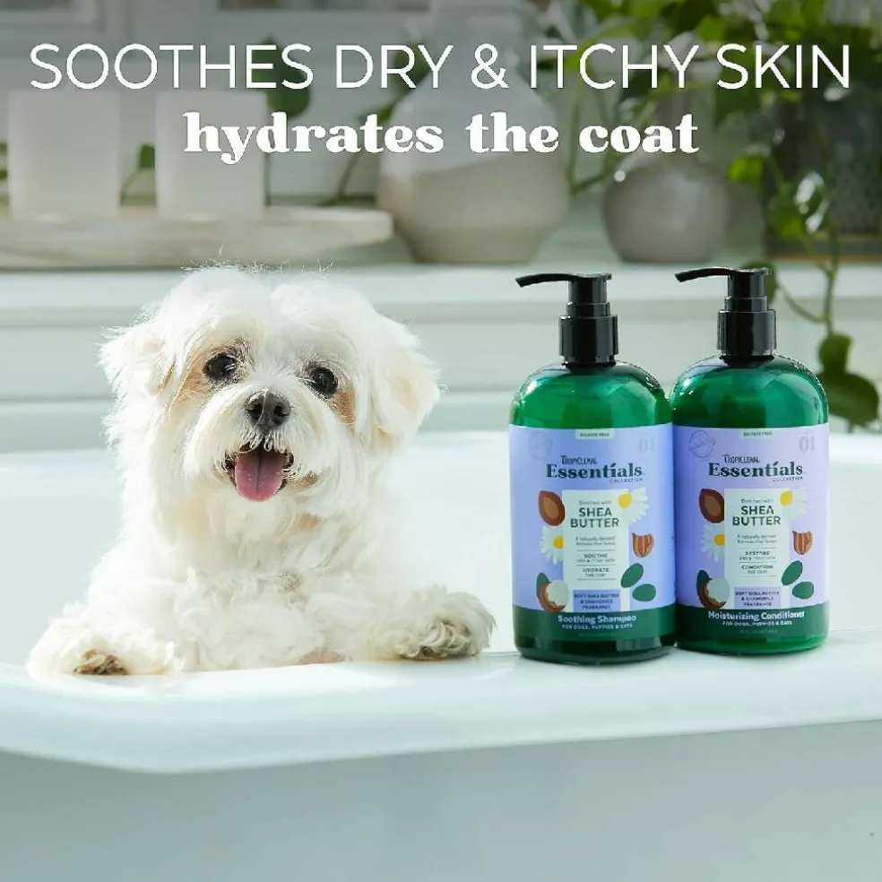 TropiClean Essentials Shea Butter Soothing Shampoo for Dogs Puppies & Cats (16 oz)