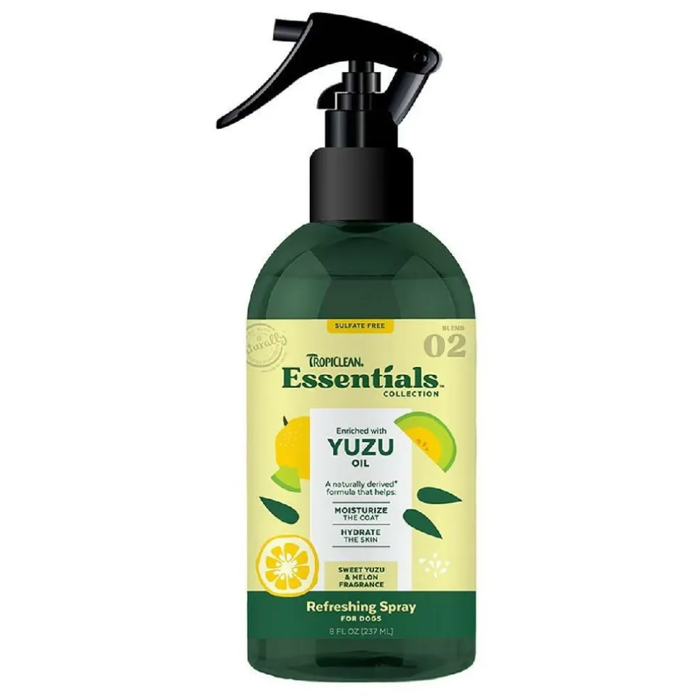 TropiClean Essentials Yuzu Fruit Refreshing Coat Spray For Dogs (8 oz)