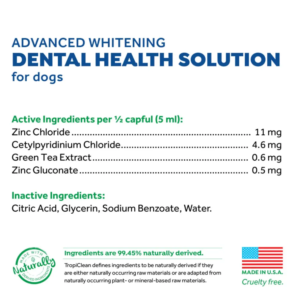 TropiClean Fresh Breath Advanced Whitening Dental Health Solution for Dogs