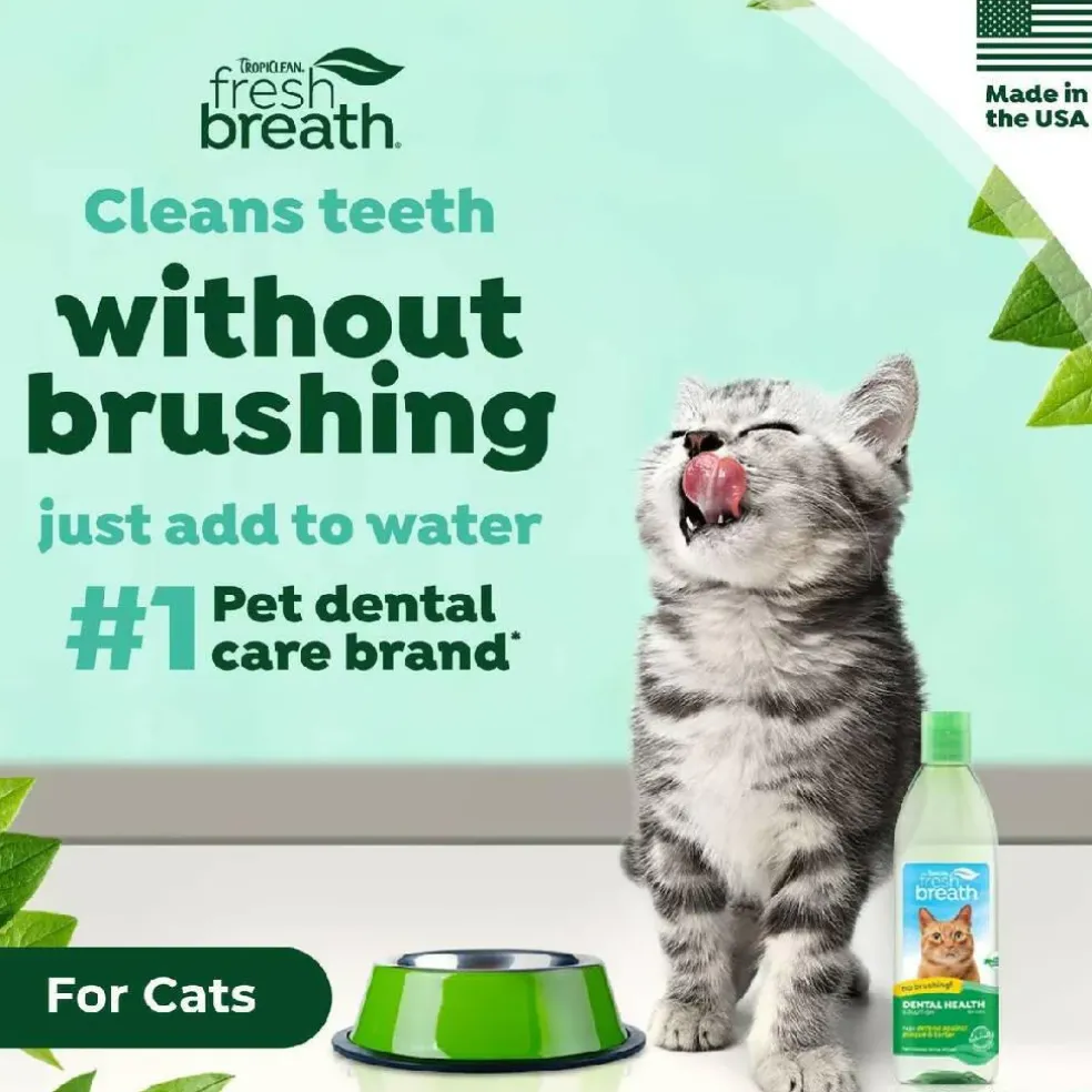 TropiClean Fresh Breath Dental Health Solution Water Additive for Cats