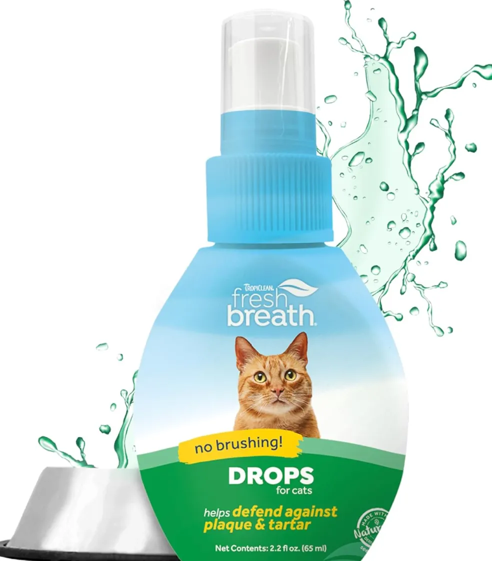 TropiClean Fresh Breath Drops Oral Care Water Additive for Cats (2.2 oz)