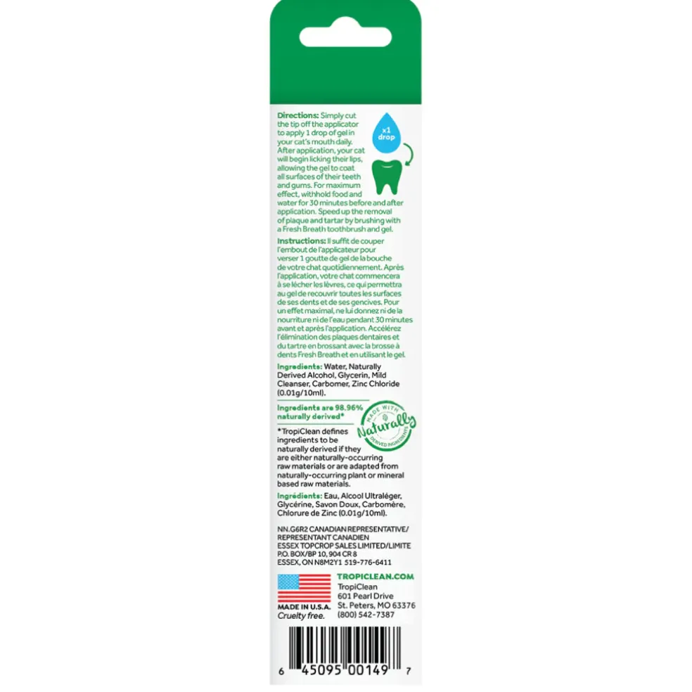 TropiClean Fresh Breath No Brushing Clean Teeth Dental & Oral Care Gel for Cats (2-oz)