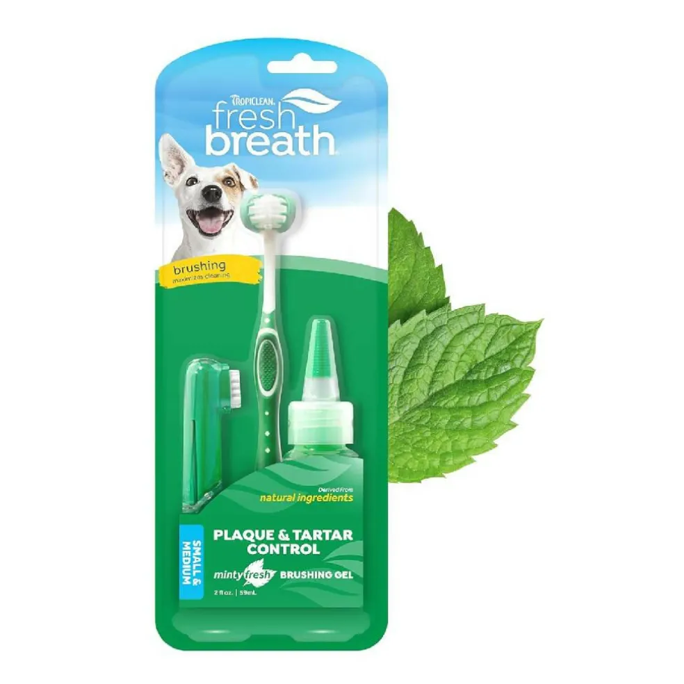 TropiClean Fresh Breath Oral Care Kit for Small & Medium Dogs