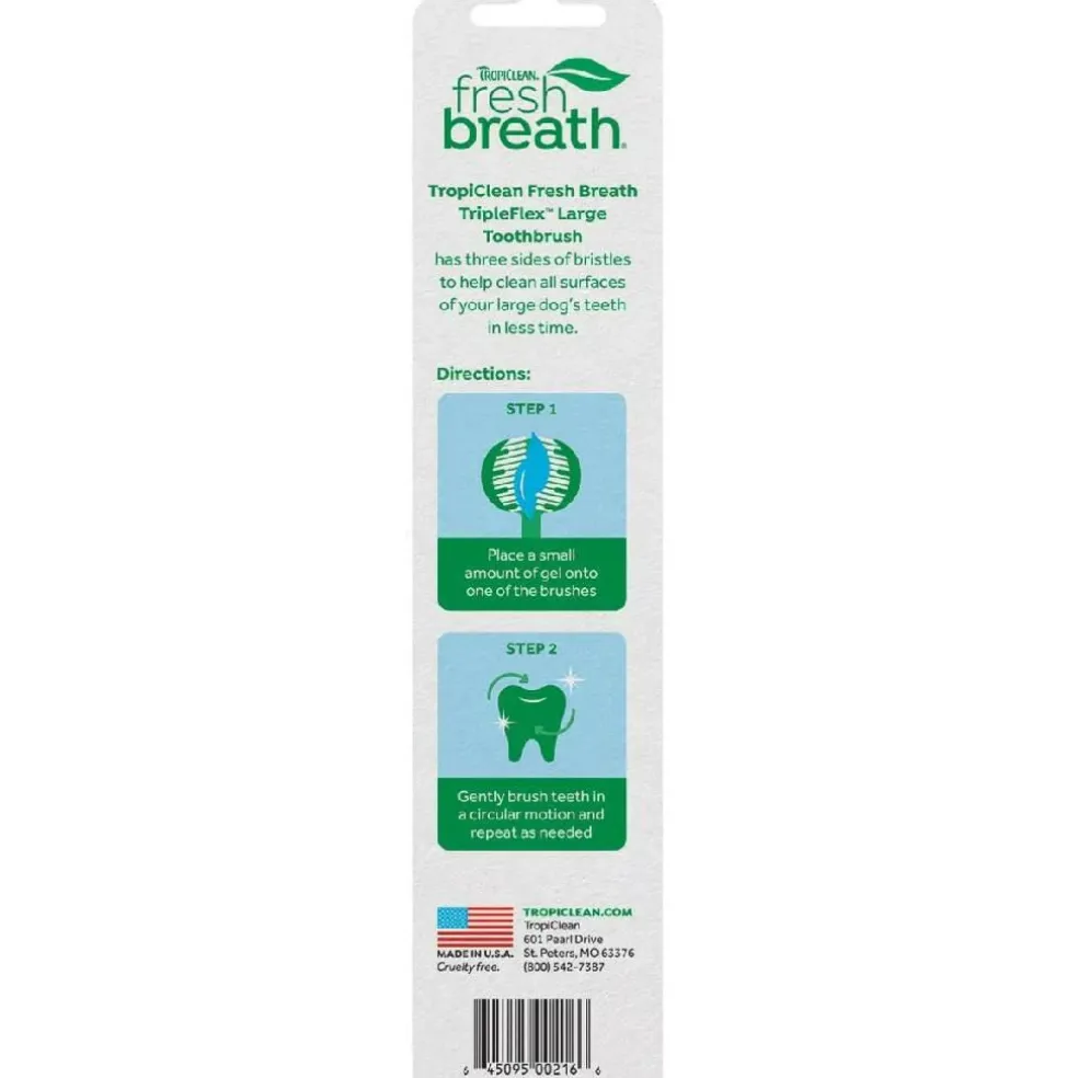 TropiClean Fresh Breath Triple Flex Toothbrush for Large Dogs