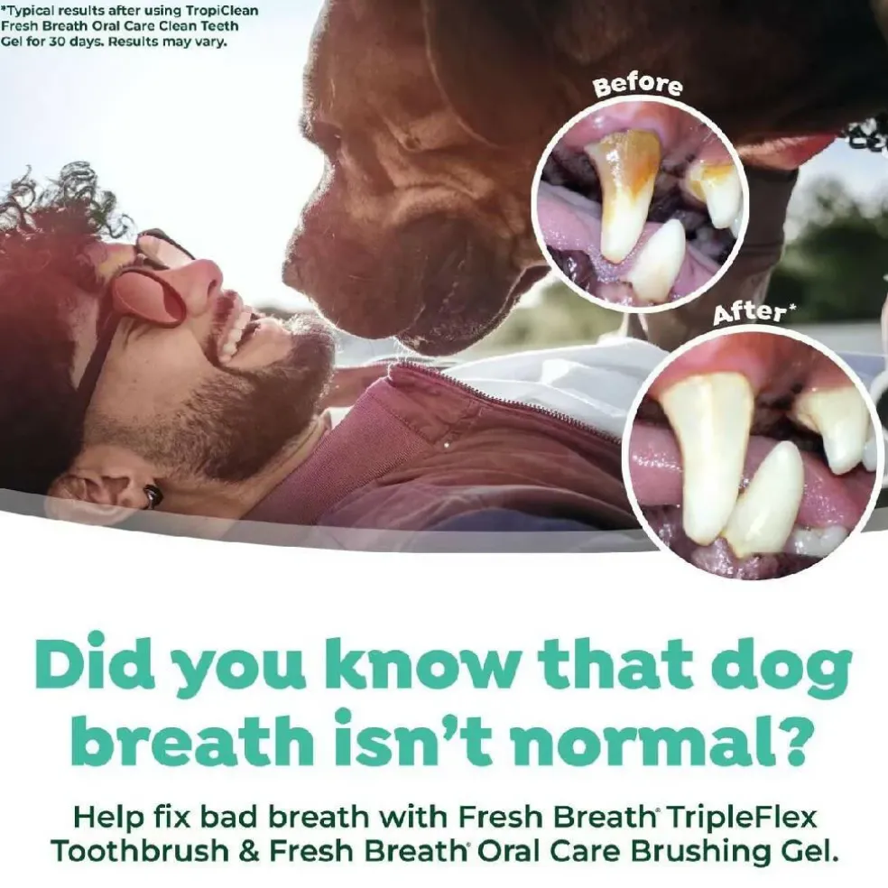 TropiClean Fresh Breath Triple Flex Toothbrush for Large Dogs