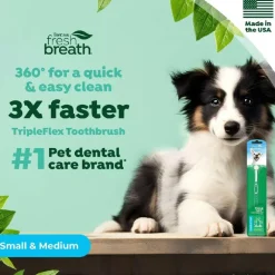 TropiClean Fresh Breath Triple Flex Toothbrush for Small & Medium Dogs