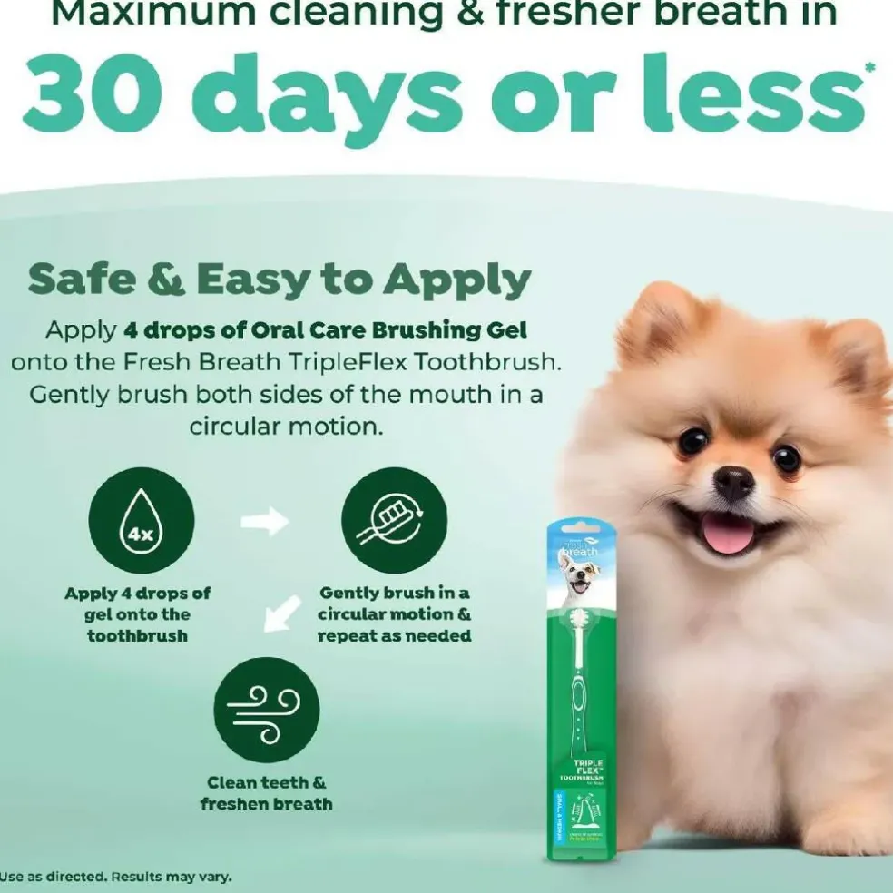 TropiClean Fresh Breath Triple Flex Toothbrush for Small & Medium Dogs
