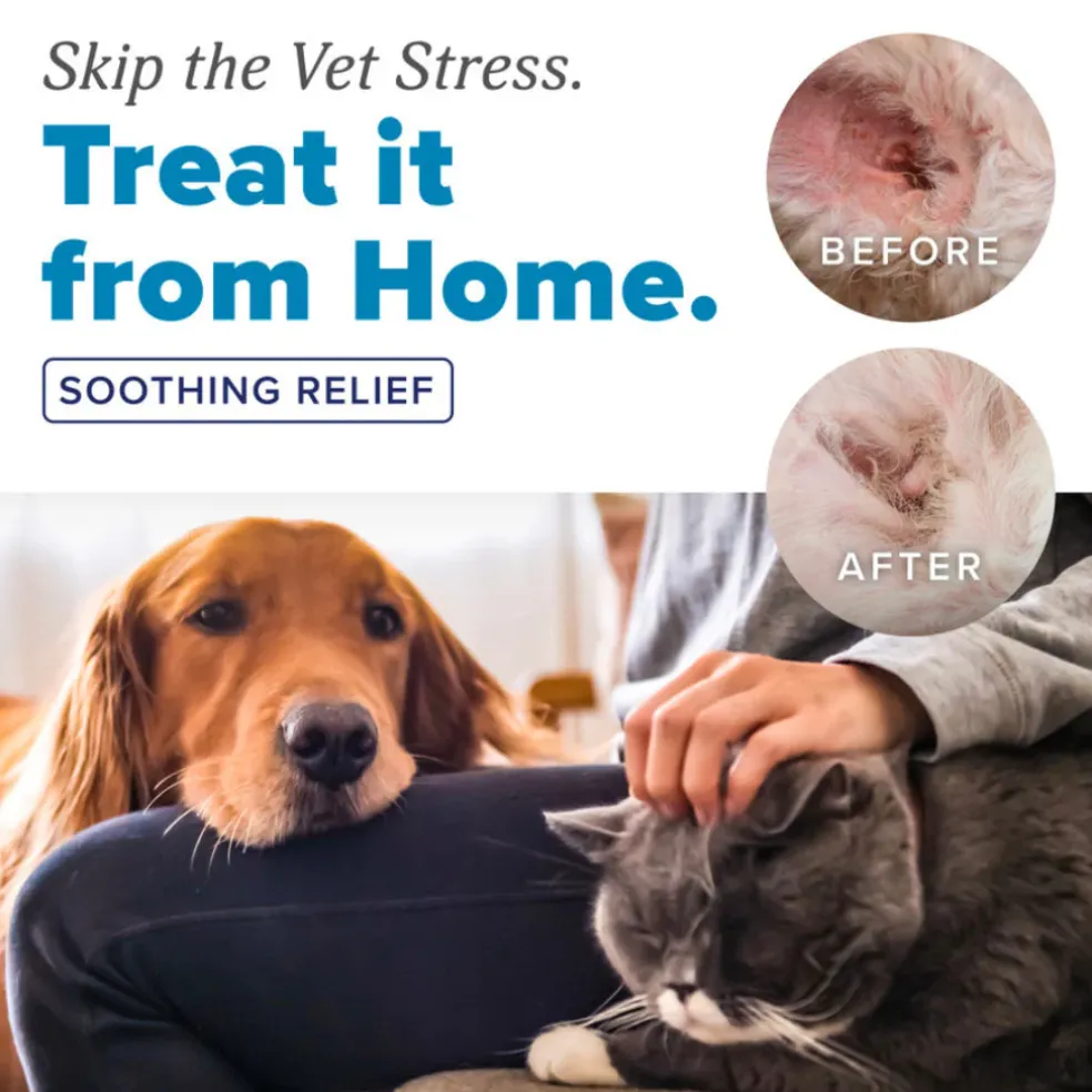 TropiClean HomeVet Enzymatic Ear Wash For Cats & Dogs (4 oz)