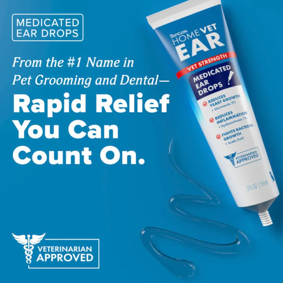 TropiClean HomeVet Medicated Dog Ear Drops (2 oz)
