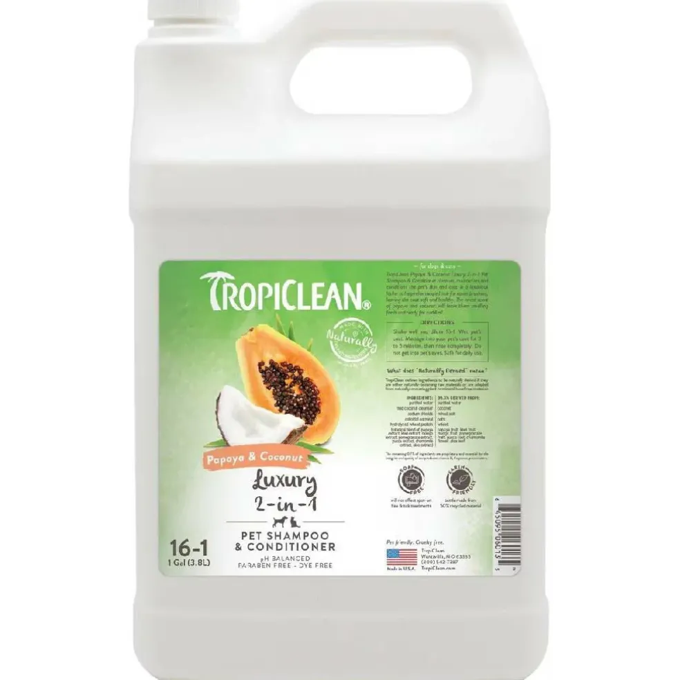 TropiClean Luxury 2-in-1 Papaya & Coconut Shampoo & Conditioner For Dogs & Cats