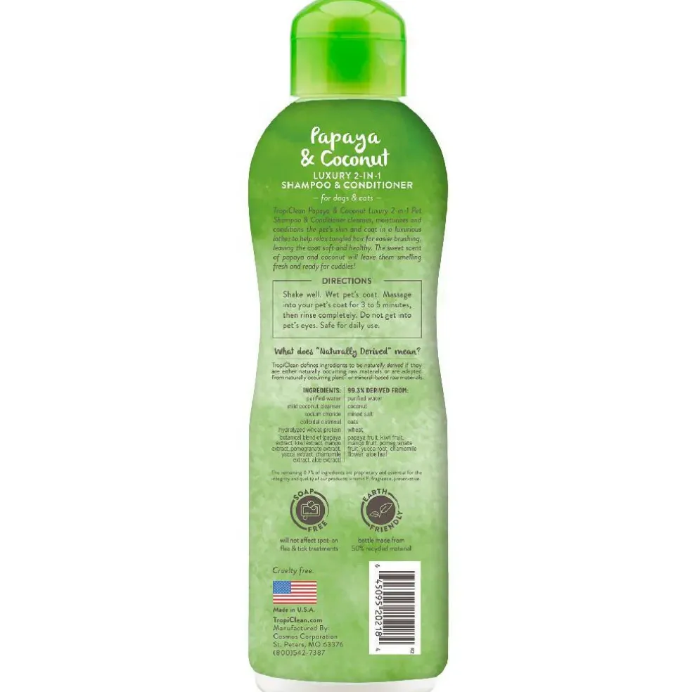 TropiClean Luxury 2-in-1 Papaya & Coconut Shampoo & Conditioner For Dogs & Cats