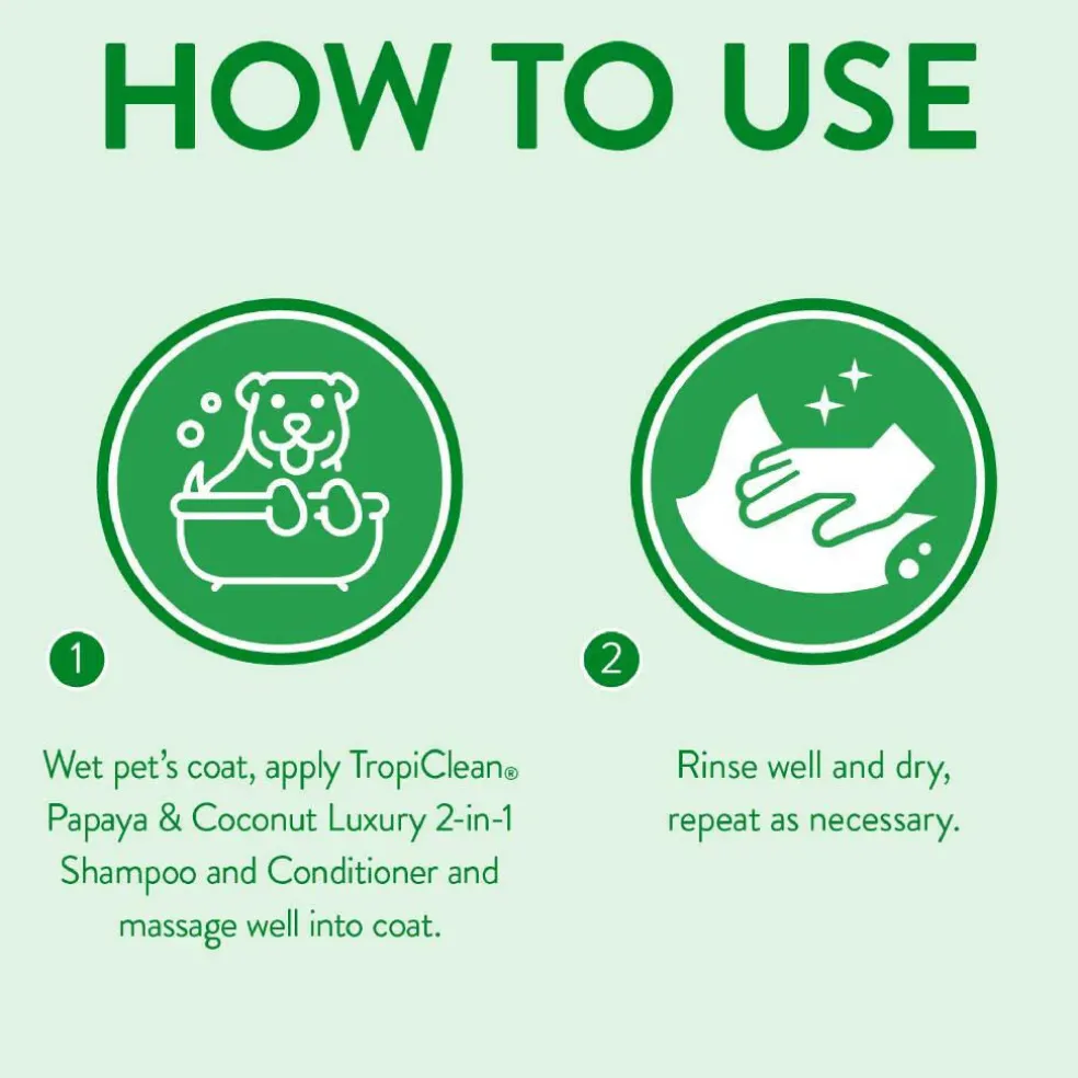 TropiClean Luxury 2-in-1 Papaya & Coconut Shampoo & Conditioner For Dogs & Cats