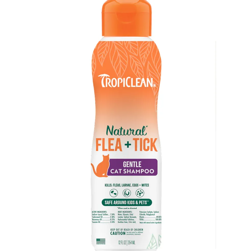 TropiClean Natural Flea + Tick Cat Shampoo (12 oz)