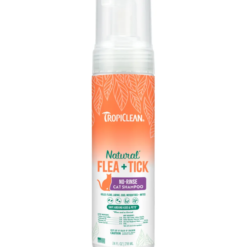 TropiClean Natural Flea & Tick No Rinse Shampoo for Cats (7.4 oz)