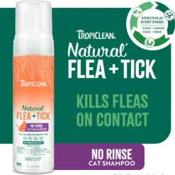 TropiClean Natural Flea & Tick No Rinse Shampoo for Cats (7.4 oz)