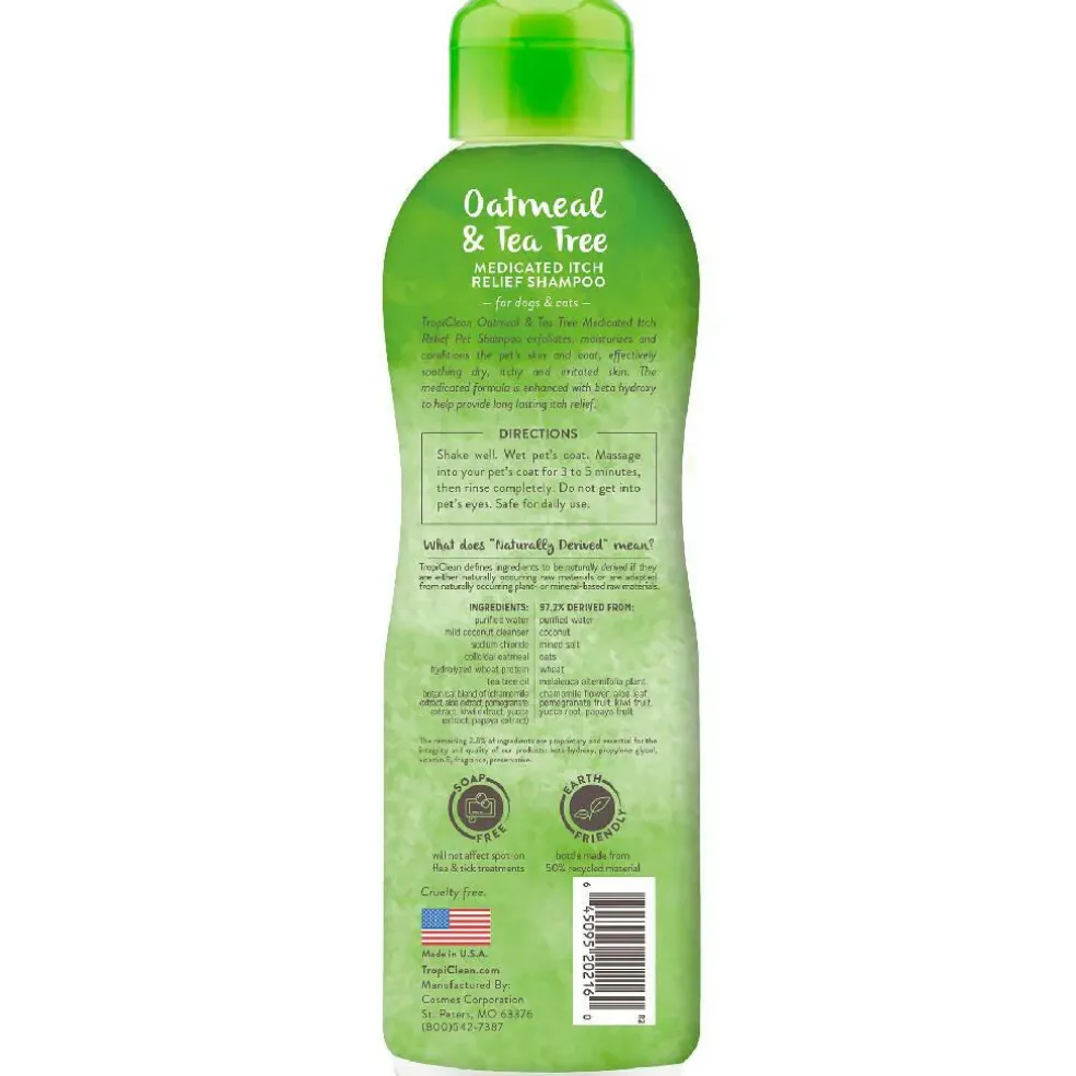 Tropiclean Oatmeal & Tea Tree Medicated Itch Relief Shampoo For Pets (20 oz)