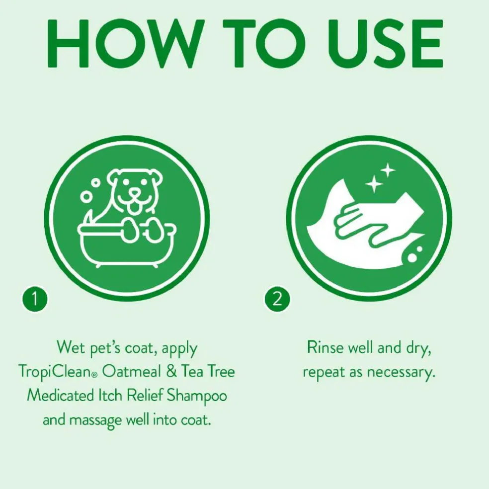 Tropiclean Oatmeal & Tea Tree Medicated Itch Relief Shampoo For Pets (20 oz)