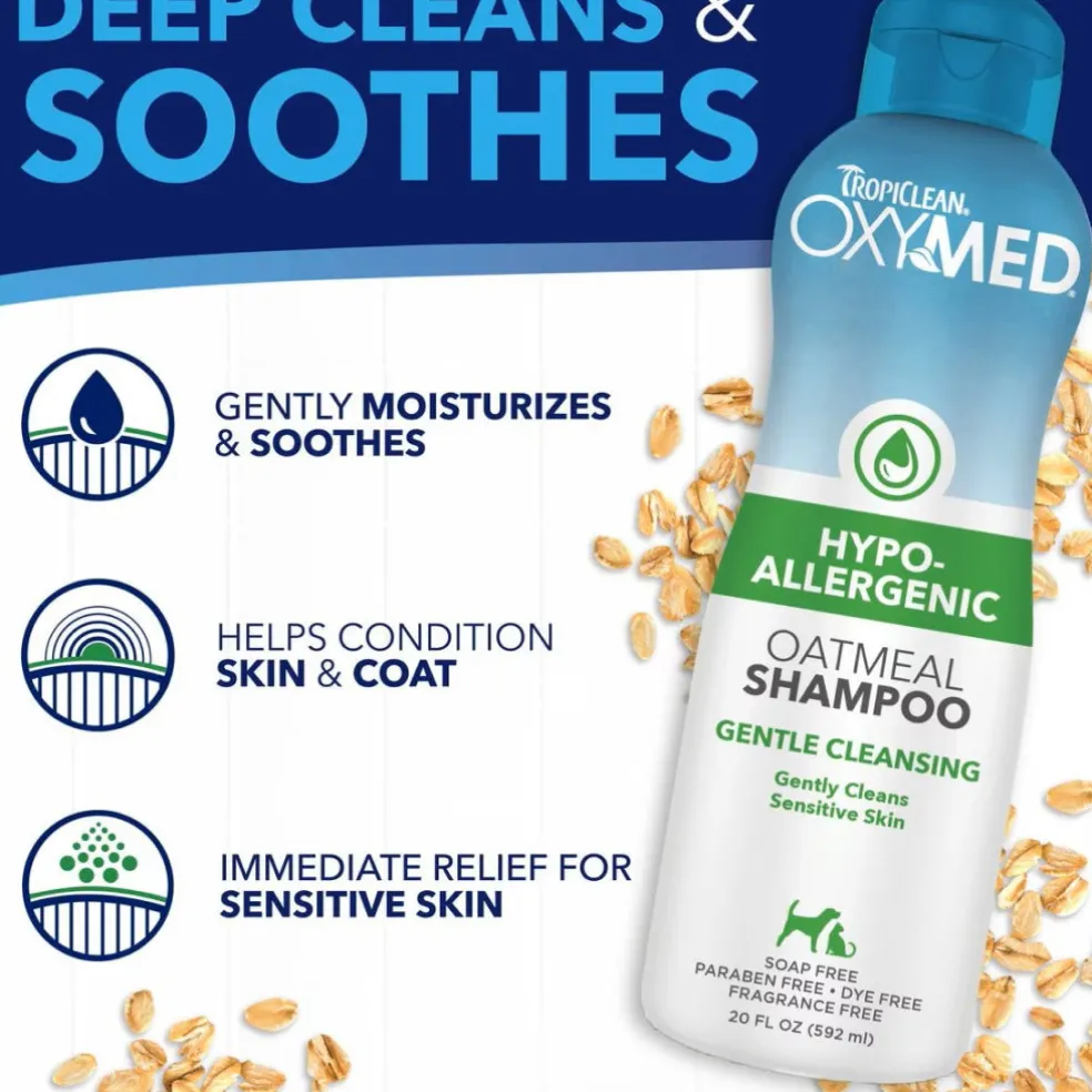 TropiClean OxyMed Hypoallergenic Oatmeal Shampoo for Dogs & Cats