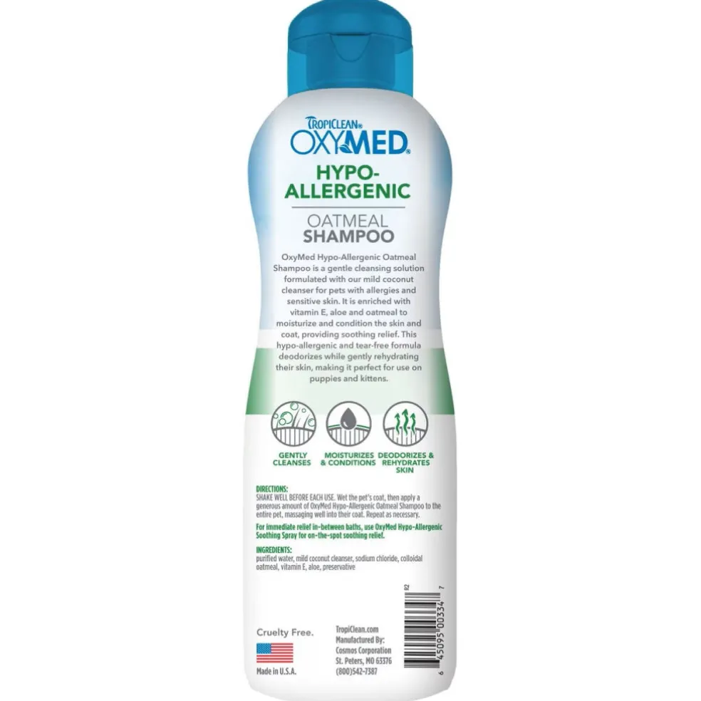 TropiClean OxyMed Hypoallergenic Oatmeal Shampoo for Dogs & Cats