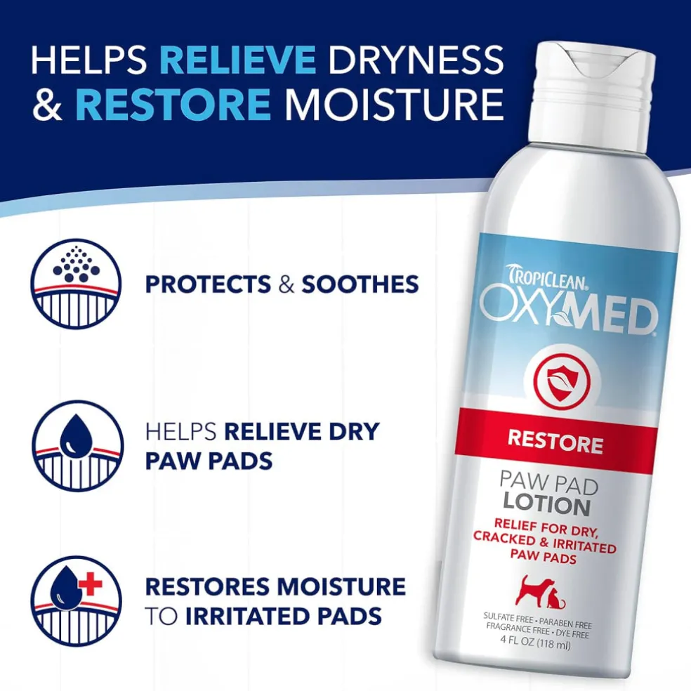 TropiClean OxyMed Restore Paw Pad Lotion for Dogs & Cats (4 oz)