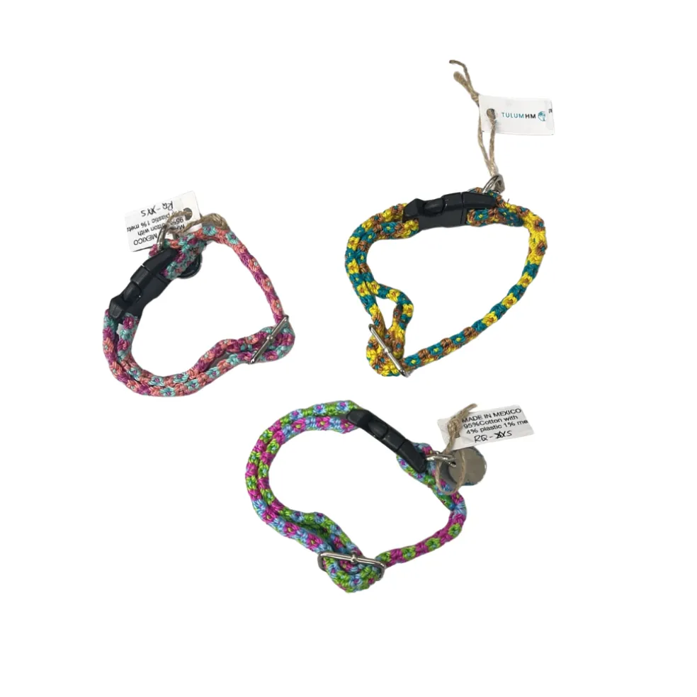Tulum Handmade Adjustable Quick Release Artesanal Collar, Multi-Colors, Assorted Colors