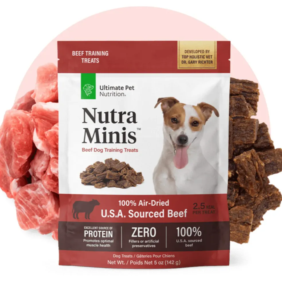 Ultimate Pet Nutrition Nutra Minis Air-Dried Beef Dog Training Treats, 5-oz