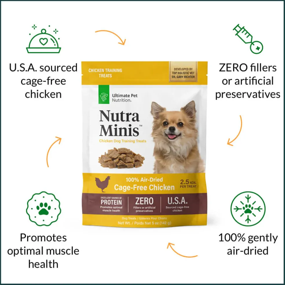 Ultimate Pet Nutrition Nutra Minis Air-Dried Chicken Dog Training Treats, 5-oz