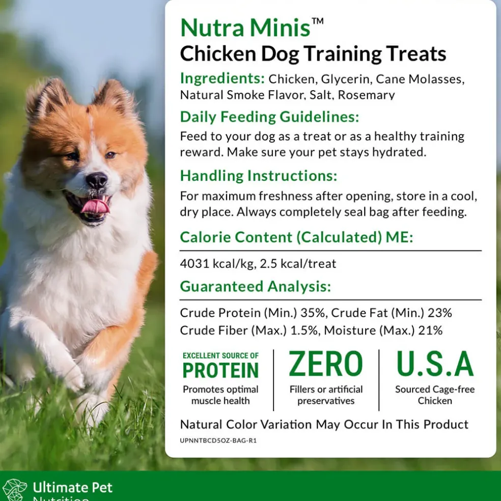 Ultimate Pet Nutrition Nutra Minis Air-Dried Chicken Dog Training Treats, 5-oz