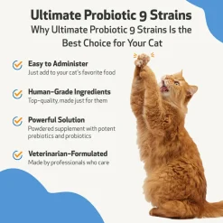 Ultimate Probiotic 9 Strains with Prebiotics for Cats (5.64 oz)