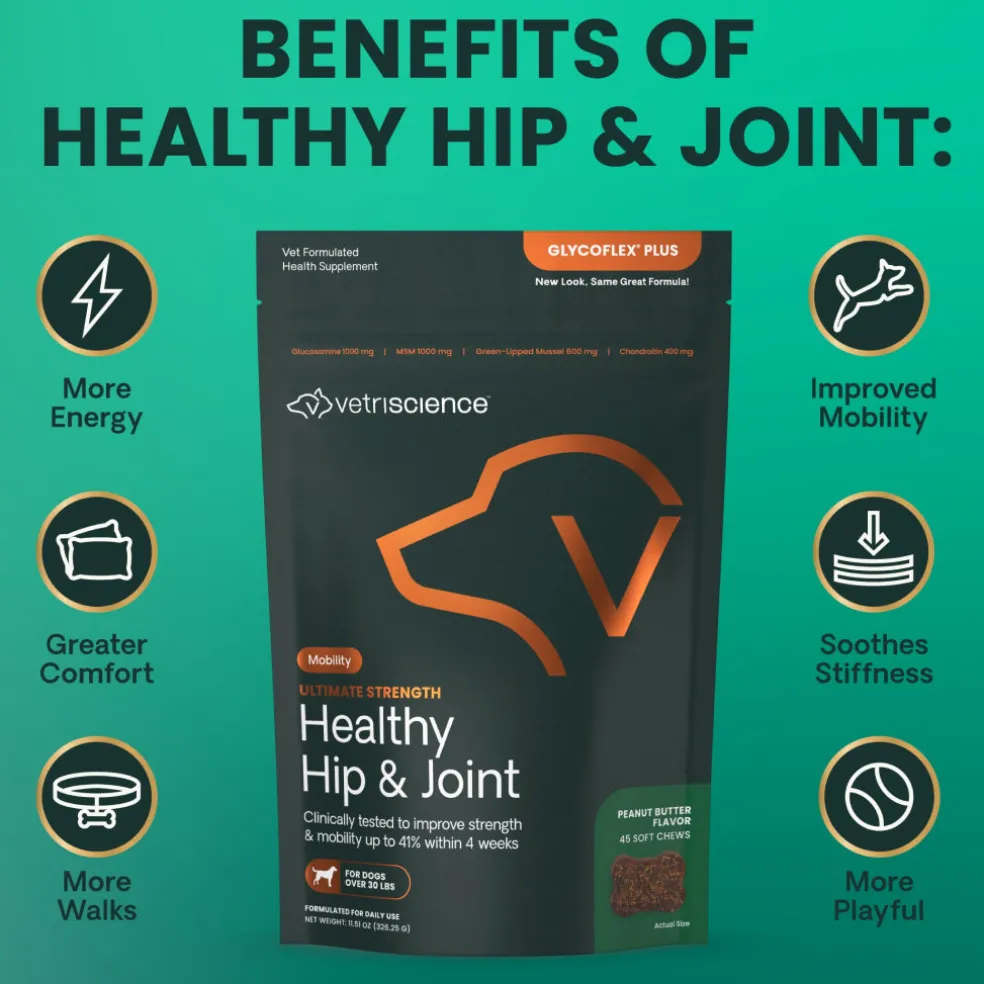 Ultimate Strength Healthy Hip & Joint Chews for Dogs Peanut Butter Flavor
