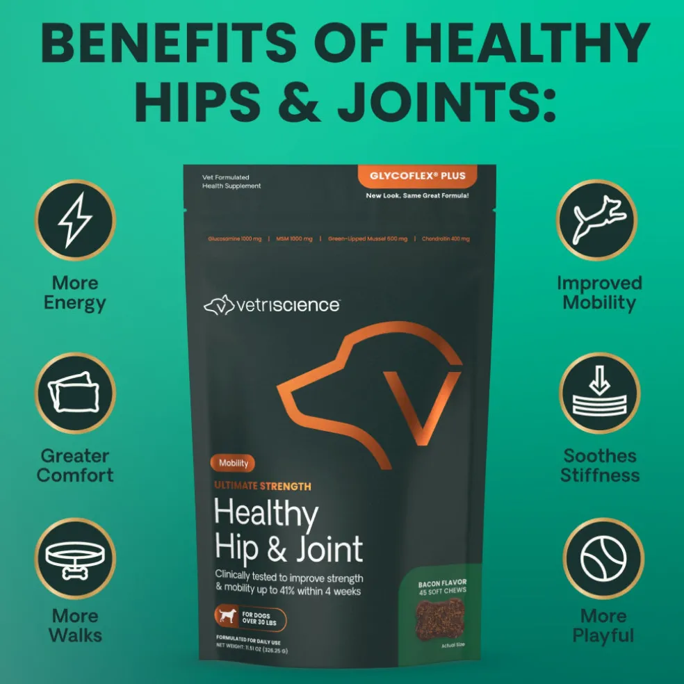 Ultimate Strength Healthy Hip & Joint Chews for Dogs Bacon Flavor